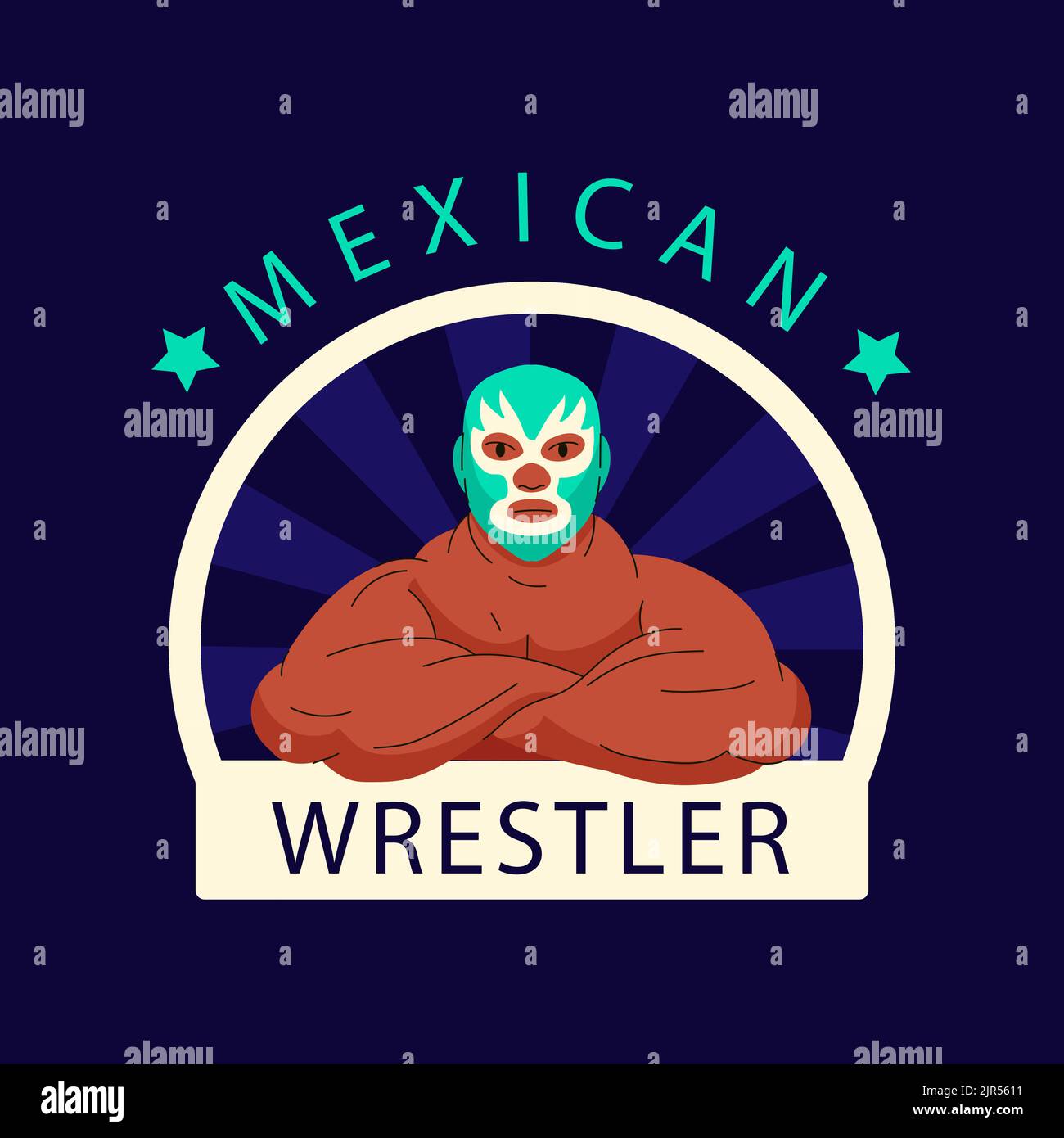 Mexikanische Wrestler Logo Design Vorlage Vektor-Illustration Stock Vektor