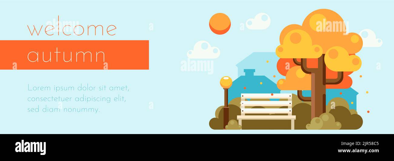 Flache horizontale Banner Set für Herbstfeier Vektor-Illustration Stock Vektor