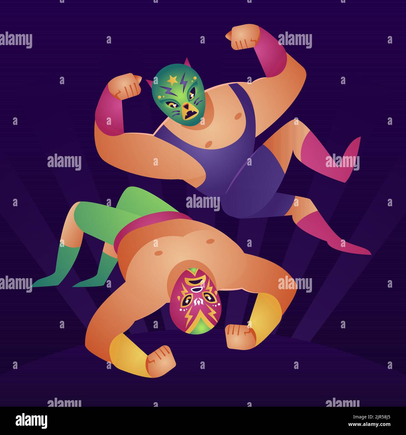 Mexikanische Wrestler Illustration Design Vektor Illustration Stock Vektor
