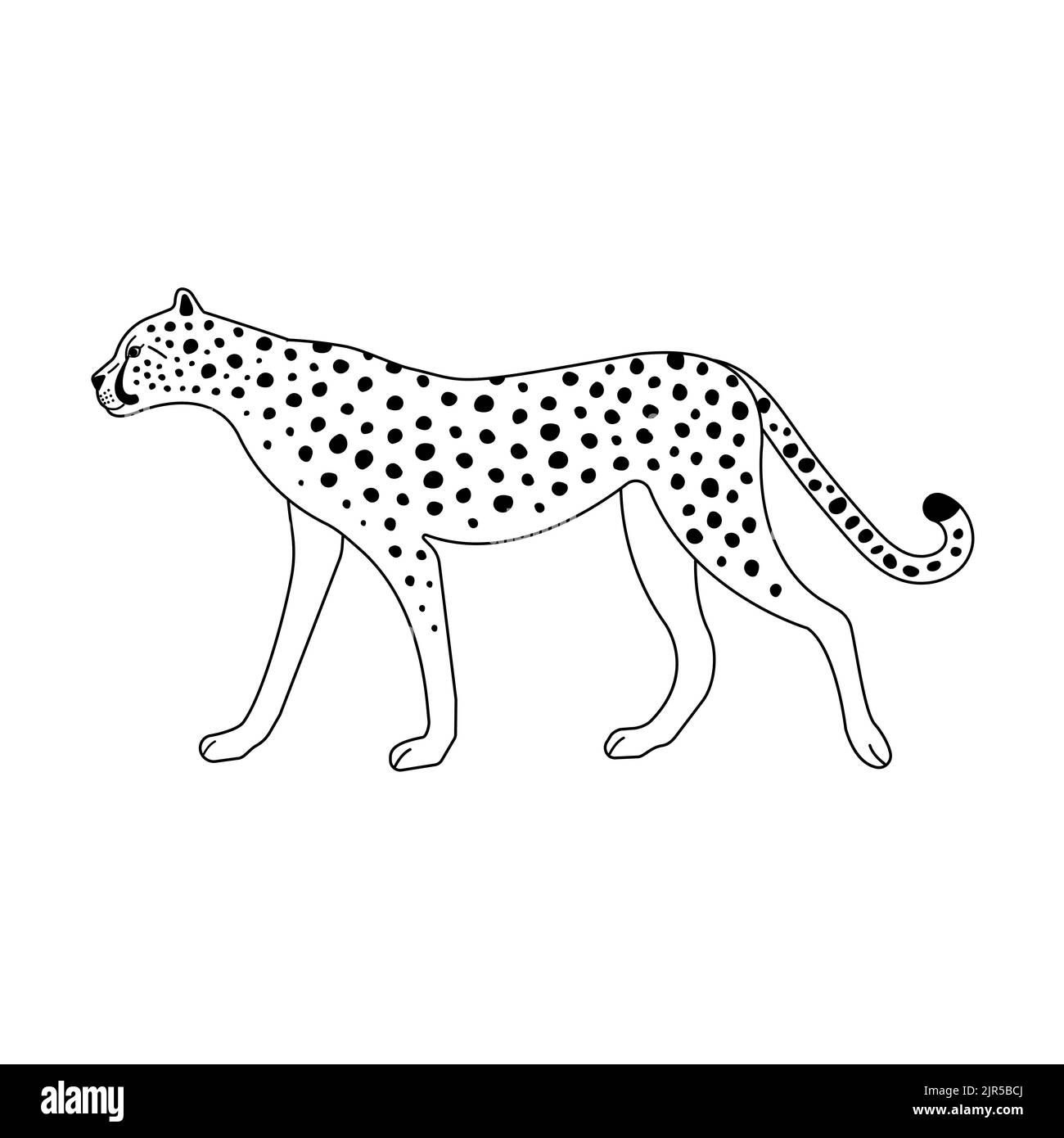 Vektor flach handgezeichnete Gepard isoliert auf weißem Hintergrund Stock Vektor