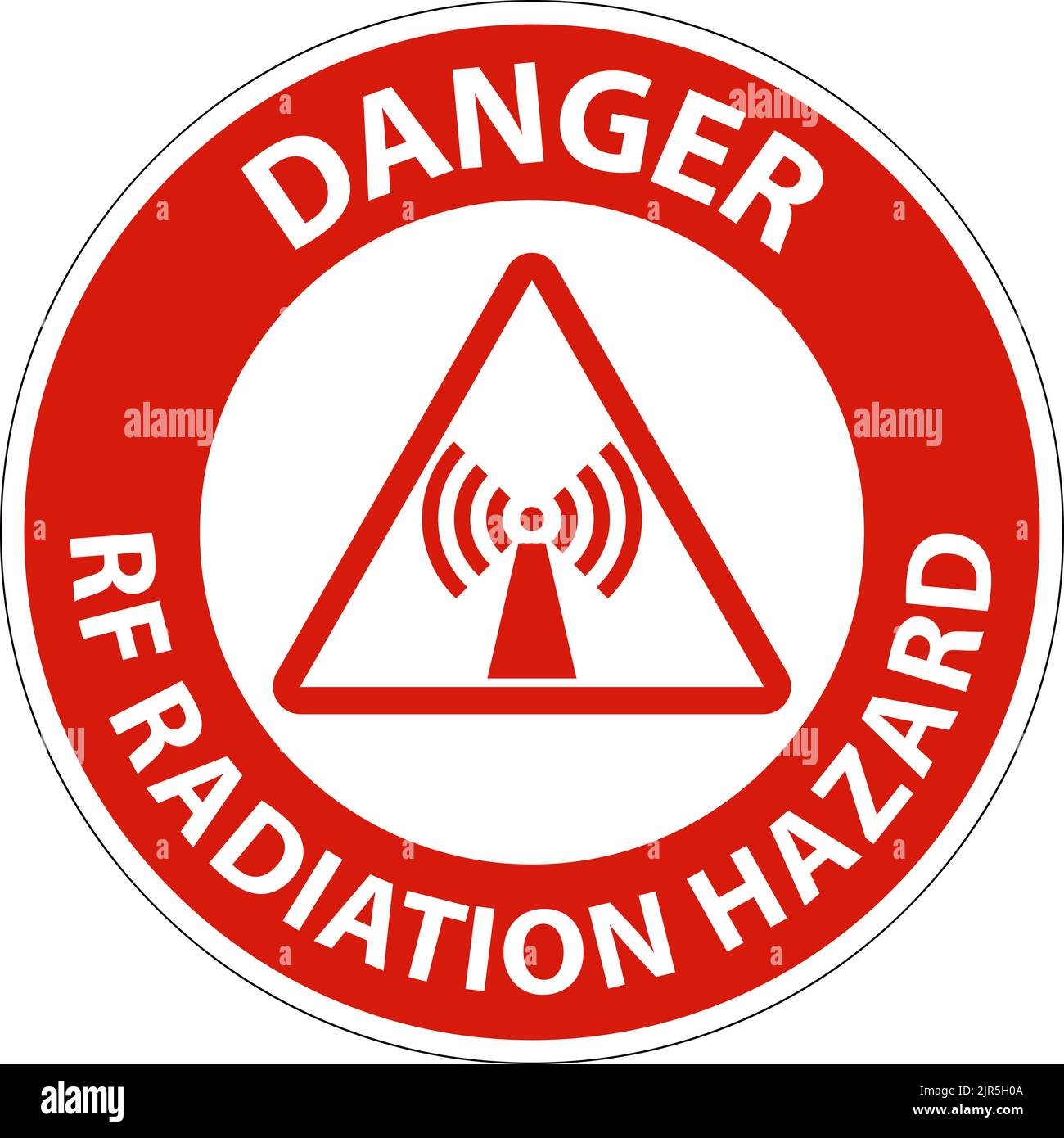 Gefahr HF-Strahlungsgefahr nur autorisiertes Schild auf weißem Hintergrund Stock Vektor