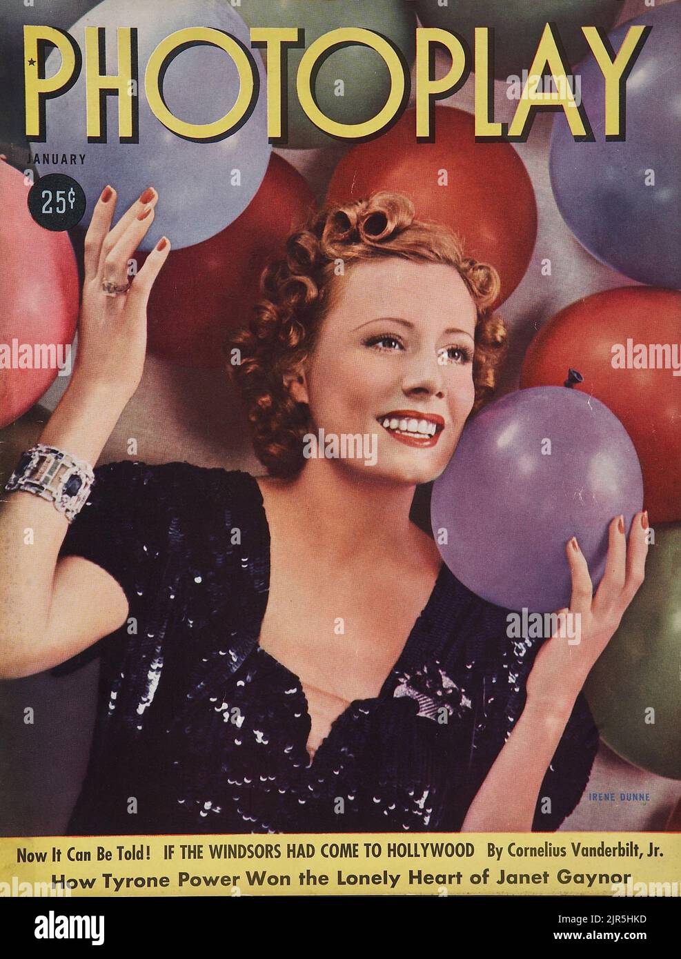 Photoplay (Januar 1938). Magazin. Irene Dunne Stockfoto