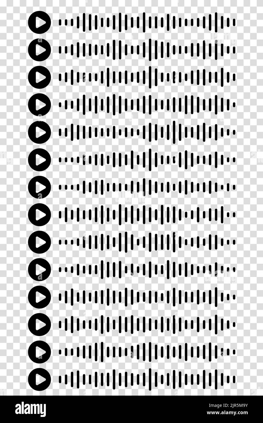 Audiowellen-Symbol Sound Song Podcast Set oder Sprachnachricht auf transparentem, isoliertem Hintergrund. Sprachnachricht. Vektorgrafik Stock Vektor