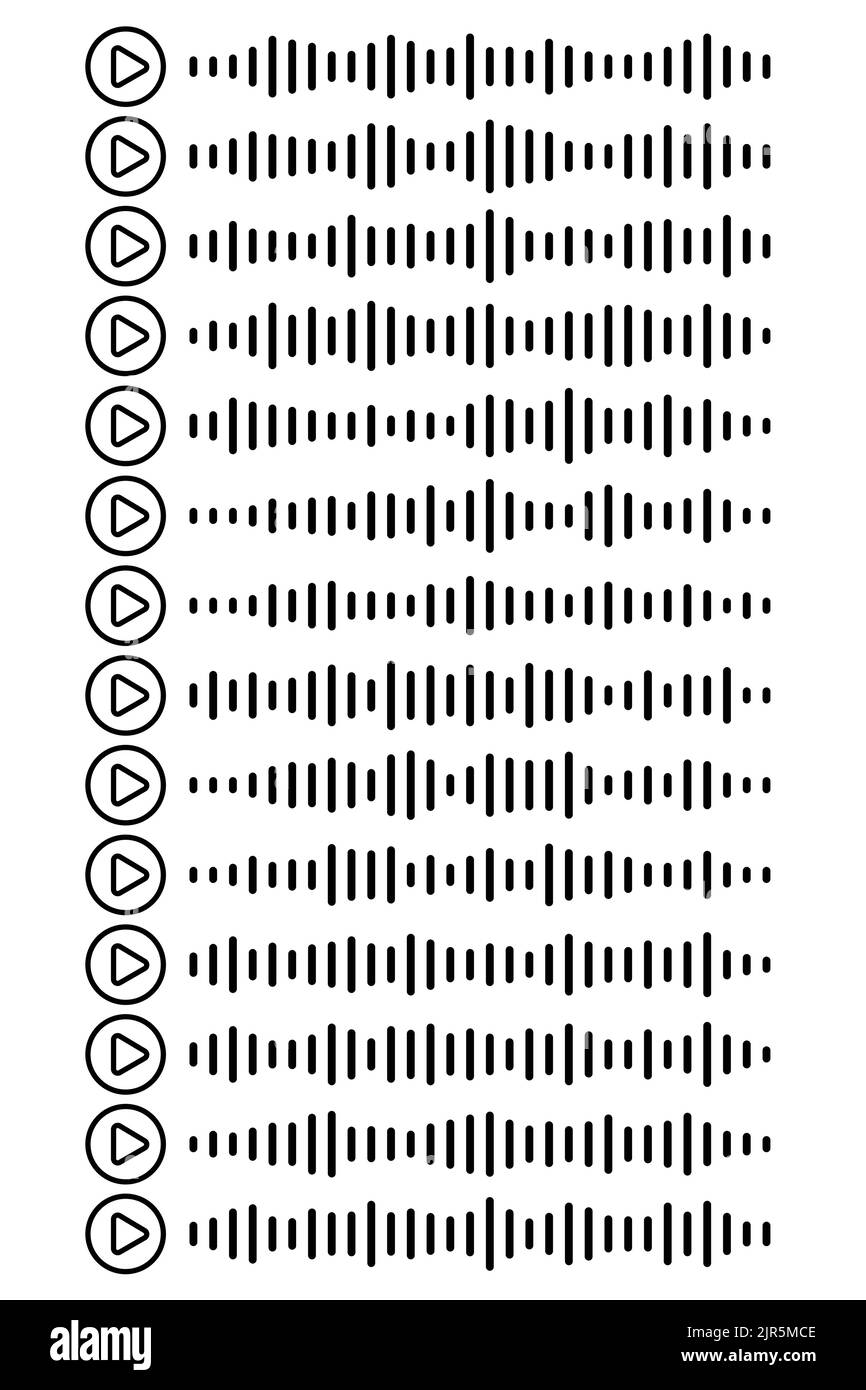 Audiowellen-Symbol Sound Song Podcast Set oder Sprachnachricht auf weißem, isoliertem Hintergrund. Sprachnachricht. Vektorgrafik Stock Vektor