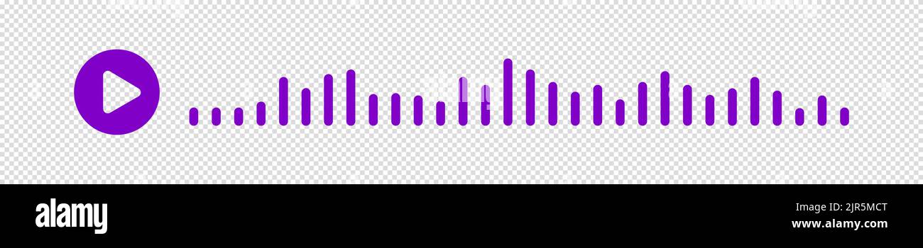 Rosa oder violette Schallwellen des Equalizers oder der Sprachnachricht auf transparentem Hintergrund isoliert. Vektorgrafik Clipart Stock Vektor