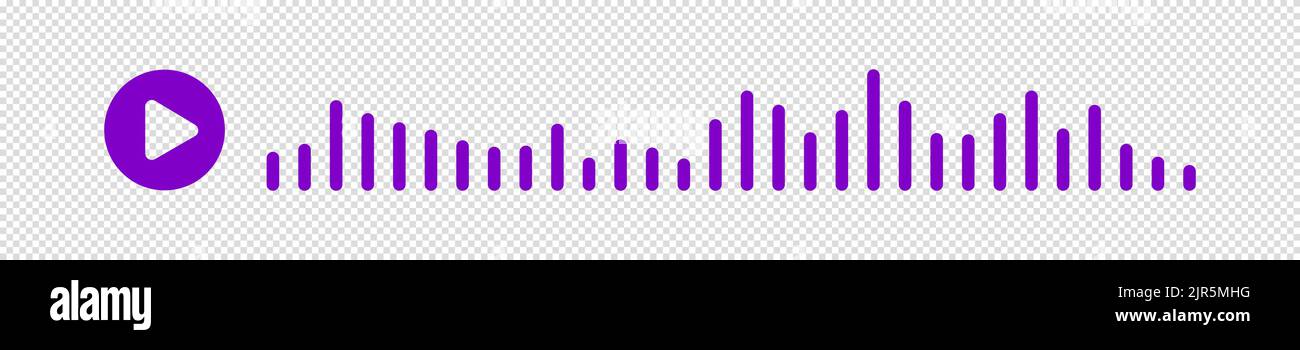 Rosa oder violette Schallwellen des Equalizers oder der Sprachnachricht auf transparentem Hintergrund isoliert. Vektorgrafik Clipart Stock Vektor