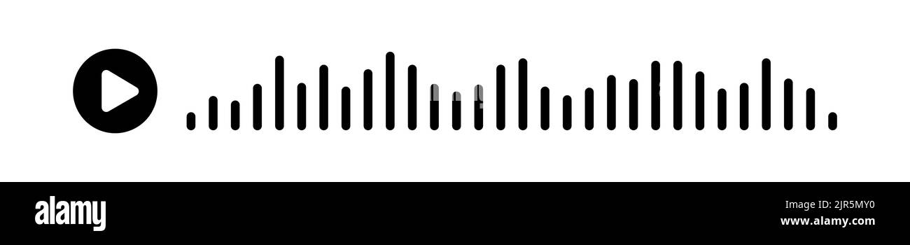 Schwarze Schallwellen des Equalizers oder der Sprachnachricht auf weißem Hintergrund isoliert. Vektorgrafik Clipart Stock Vektor