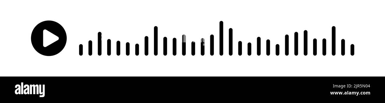 Schwarze Schallwellen des Equalizers oder der Sprachnachricht auf weißem Hintergrund isoliert. Vektorgrafik Clipart Stock Vektor