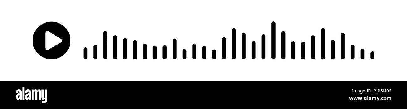 Schwarze Schallwellen des Equalizers oder der Sprachnachricht auf weißem Hintergrund isoliert. Vektorgrafik Clipart Stock Vektor