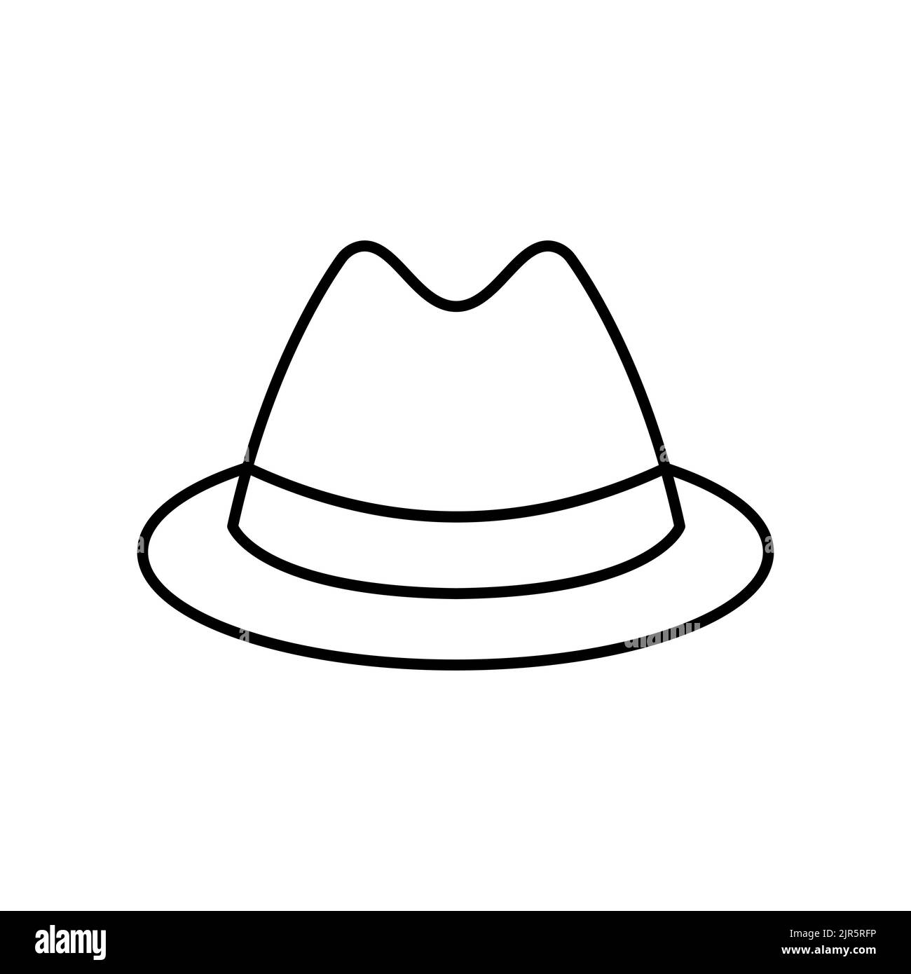 Klassische Mann Hut Umriss Vektor-Symbol. EPS 10..... Vintage-Mütze. Retro-Kopfschmuck. Isoliert auf Weiß. Symbol für Herrenbekleidung. Einfache Lulustrationsmänner..... Stockfoto