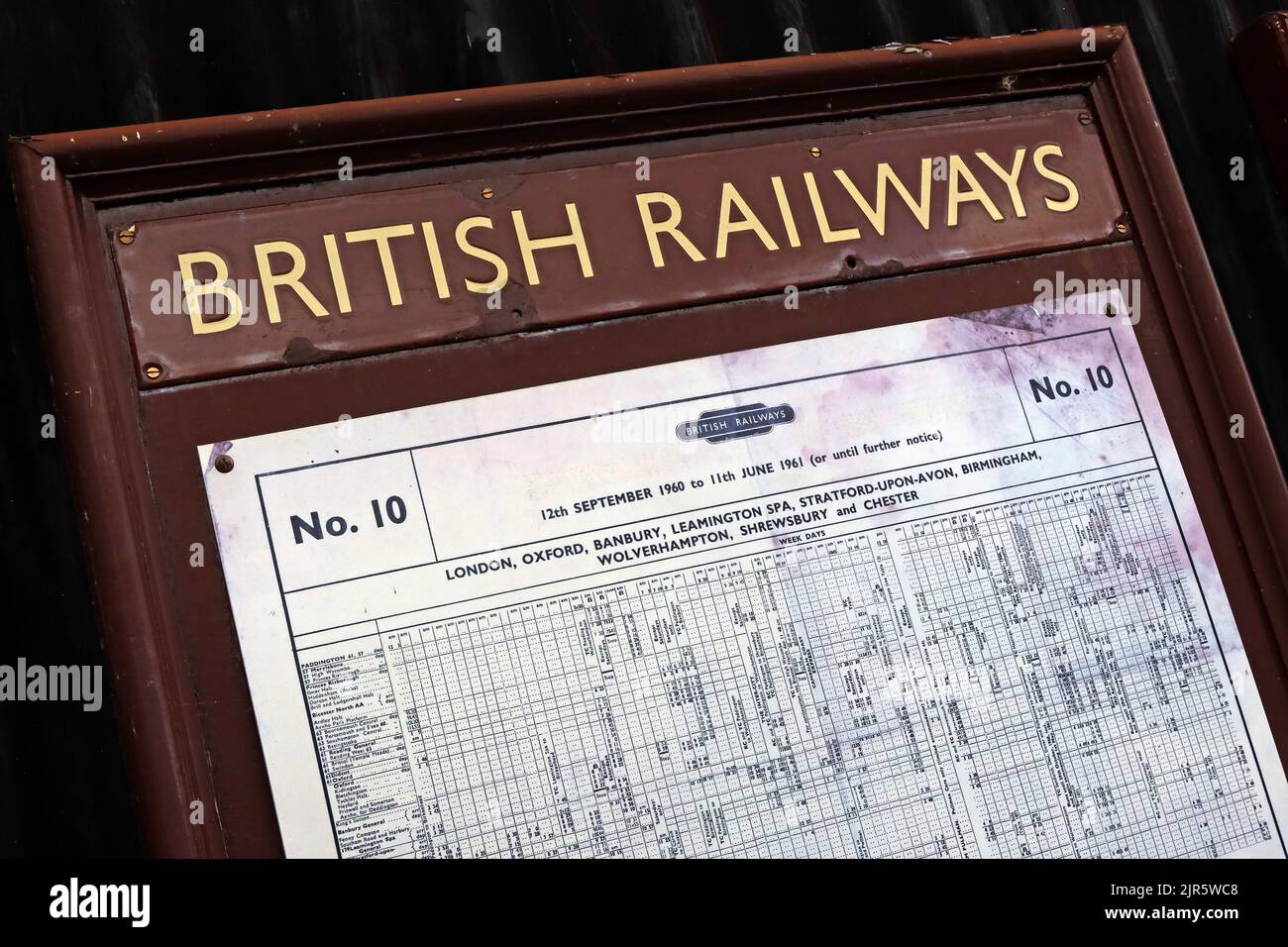 British Railways, Fahrplan, 1960, London Paddington nach Chester, No10 Stockfoto