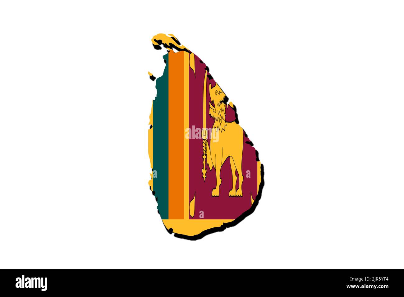 Silhouette der Landkarte von Sri Lanka mit ihrer Flagge Stockfoto