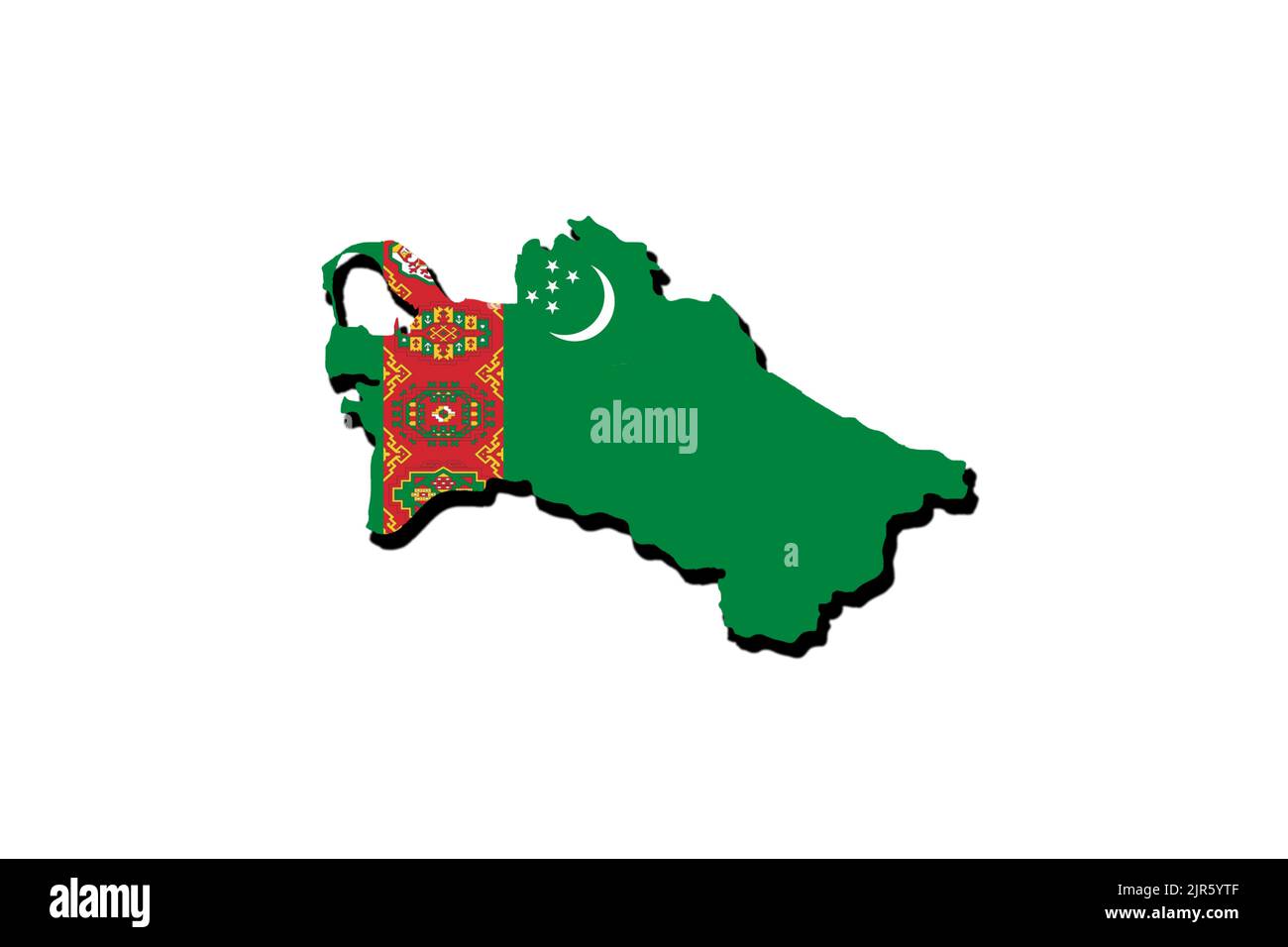 Silhouette der Karte von Turkmenistan mit seiner Flagge Stockfoto