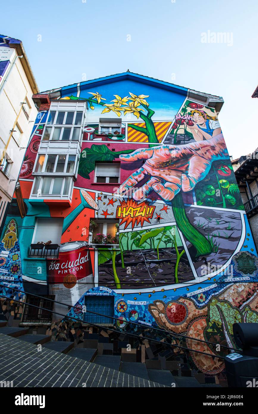 Mural Route in Vitoria, Baskenland Stockfoto