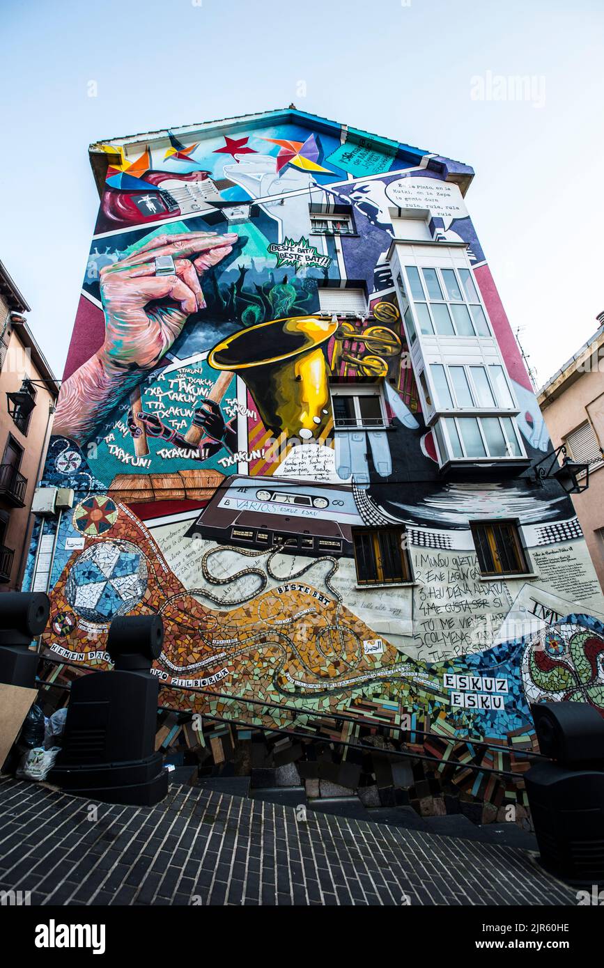 Mural Route in Vitoria, Baskenland Stockfoto