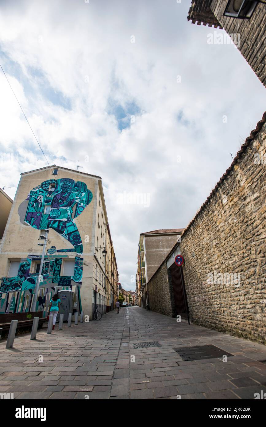 Mural Route in Vitoria, Baskenland Stockfoto