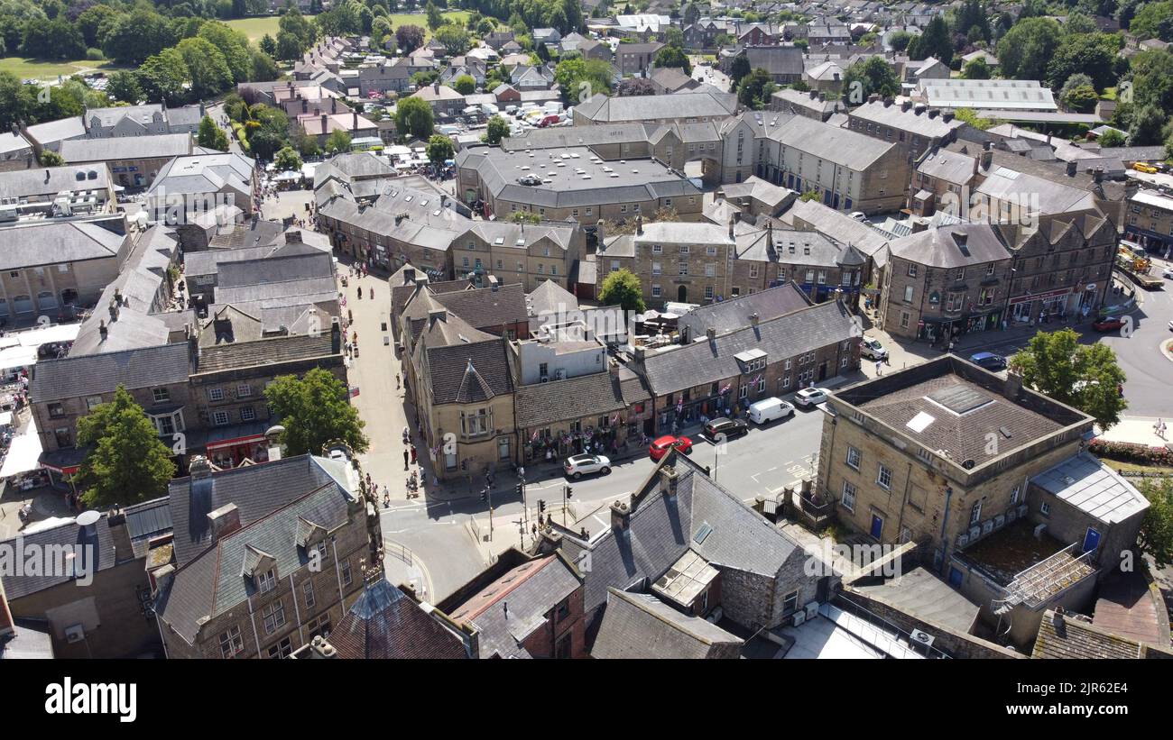 Bakewell Stadt Derbyshire Peak District UK Drohne Luftaufnahme Stockfoto