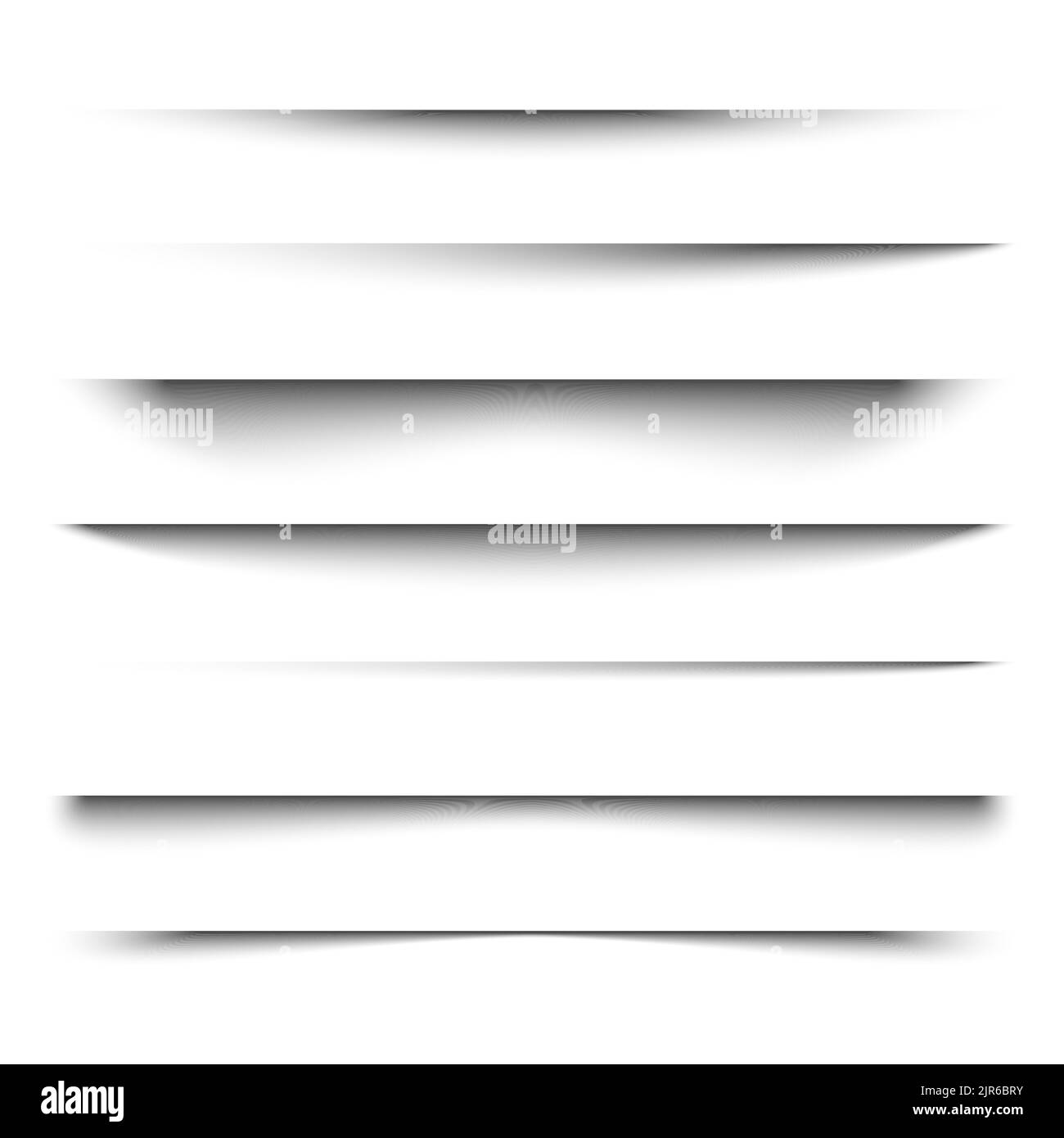 Overlay-Effekt für Schattenvektorteiler aus Papier. Schatteneffekt realistische Box Rechteck transparent Flyer Design Rahmen. Stock Vektor