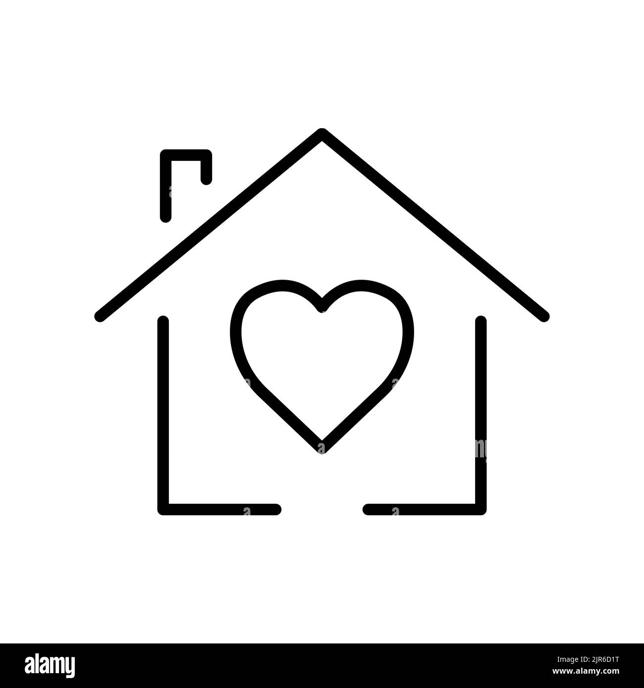 Haus-Ikone mit Herz. Ikone im Zusammenhang mit Nächstenliebe, Zuneigung, Liebe. Liniensymbole. Einfaches Design bearbeitbar Stock Vektor