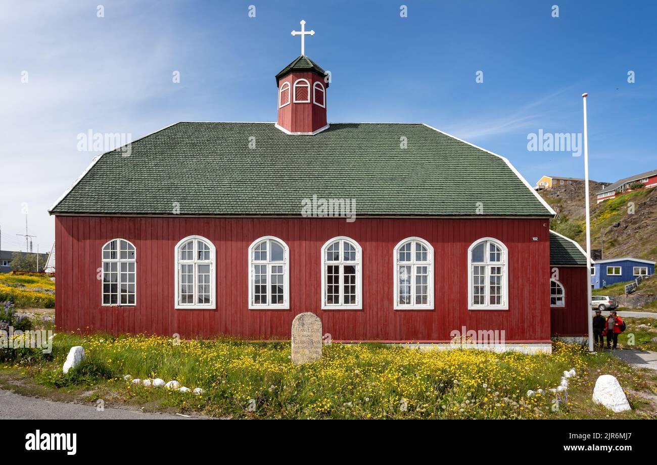 Heilskirche in Qaqortoq, Grönland am 13. Juli 2022 Stockfoto