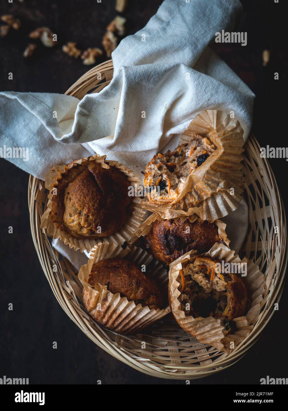 Karottenkuchenmuffins Stockfoto