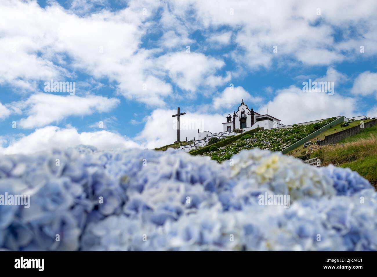 Nossa Senhora da Paz (Unsere Liebe Frau des Friedens) Kapelle in Vila Franca do Campo, Insel São Miguel, Azoren, Portugal, Europa Stockfoto