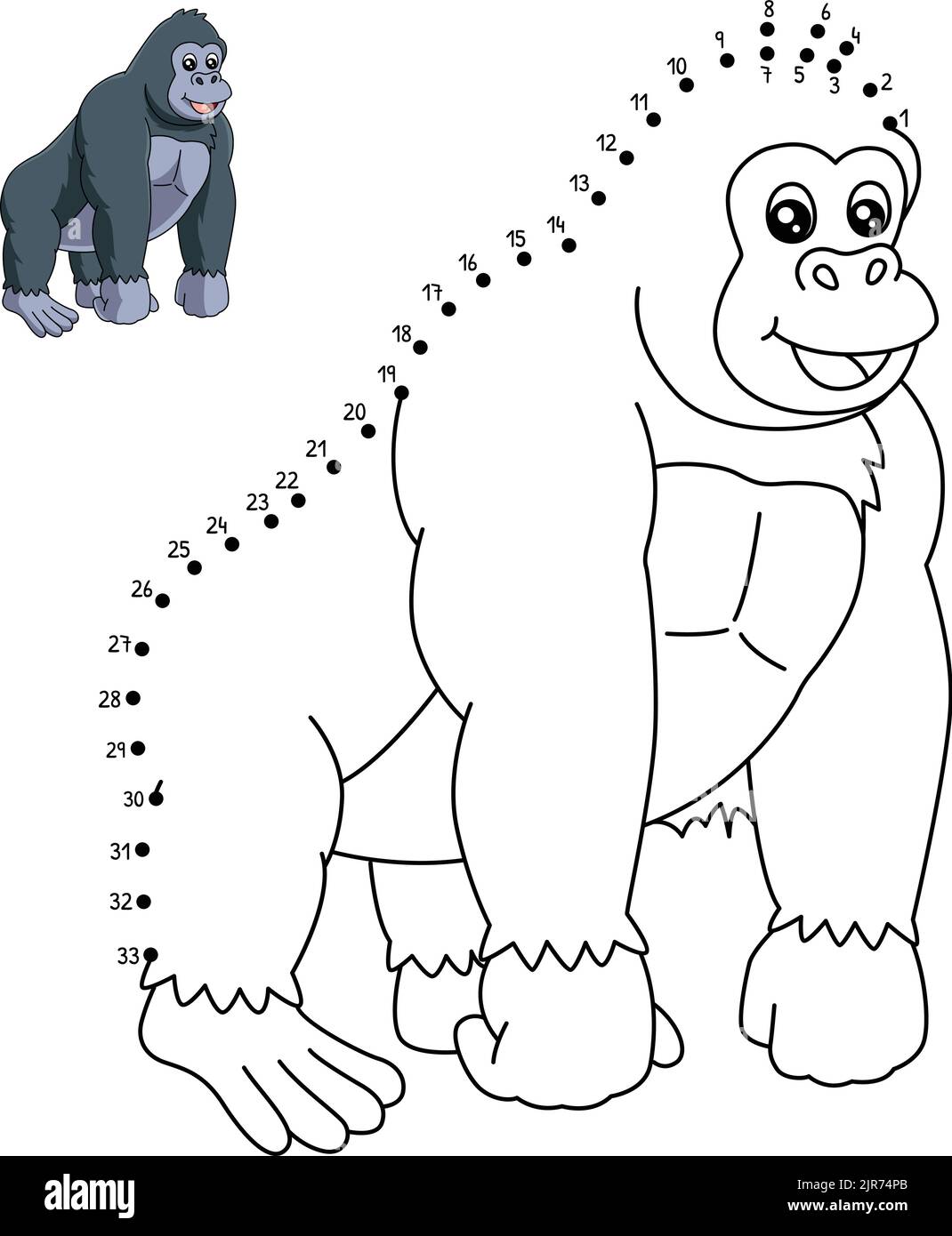 Dot to Dot Gorilla Malseite für Kinder Stock Vektor