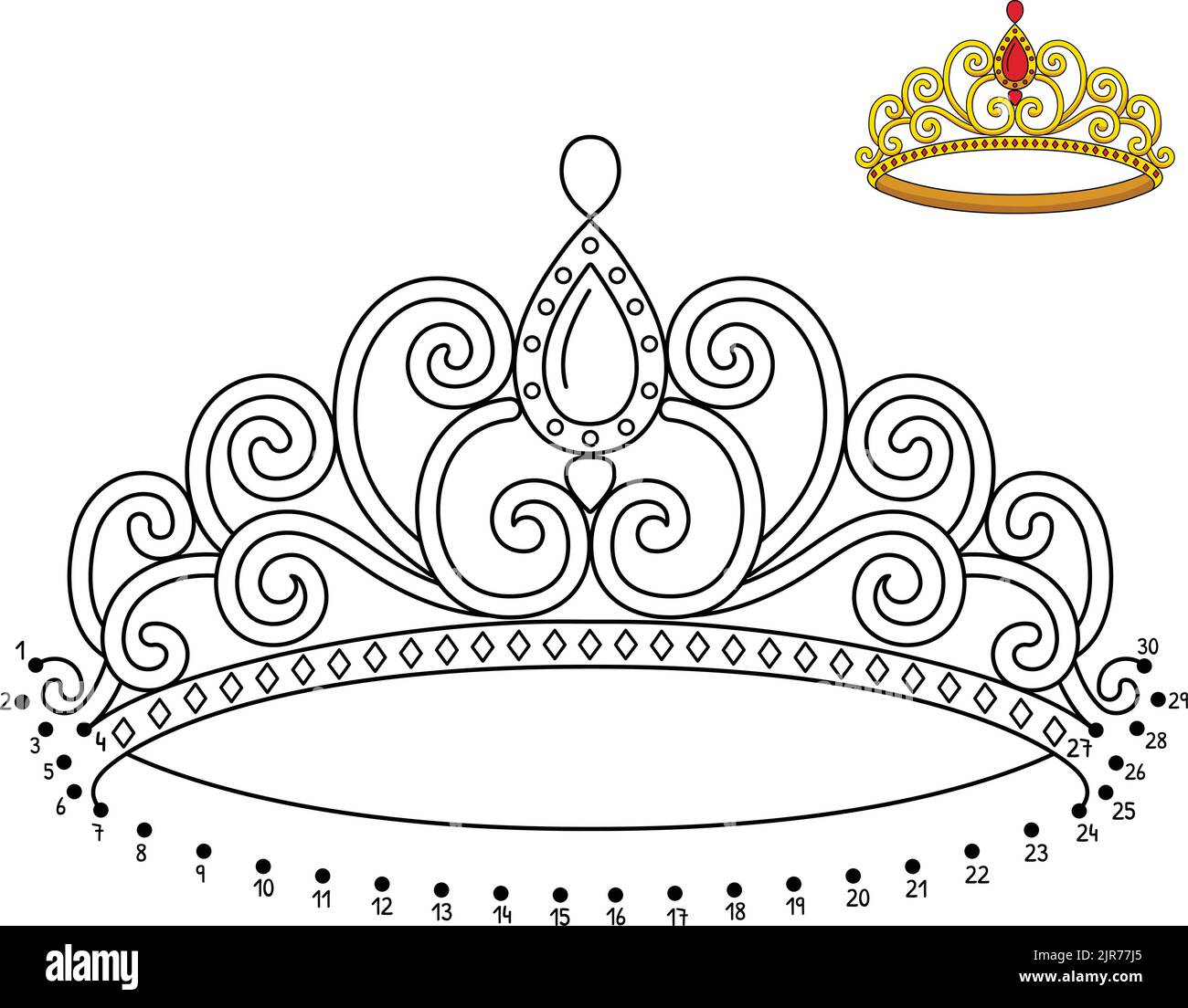 Dot to Dot Princess Crown Coloring Page Stock Vektor