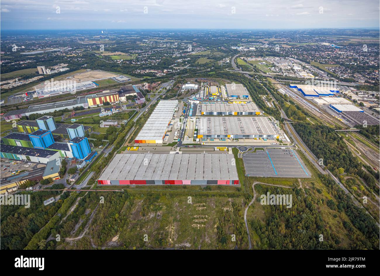 Luftaufnahme, Amazon Logistik Dortmund DTM2 im Stadtteil Borsigplatz in Dortmund, Ruhrgebiet, Nordrhein-Westfalen, Deutschland, DE, Dortmund, Europa, comm Stockfoto