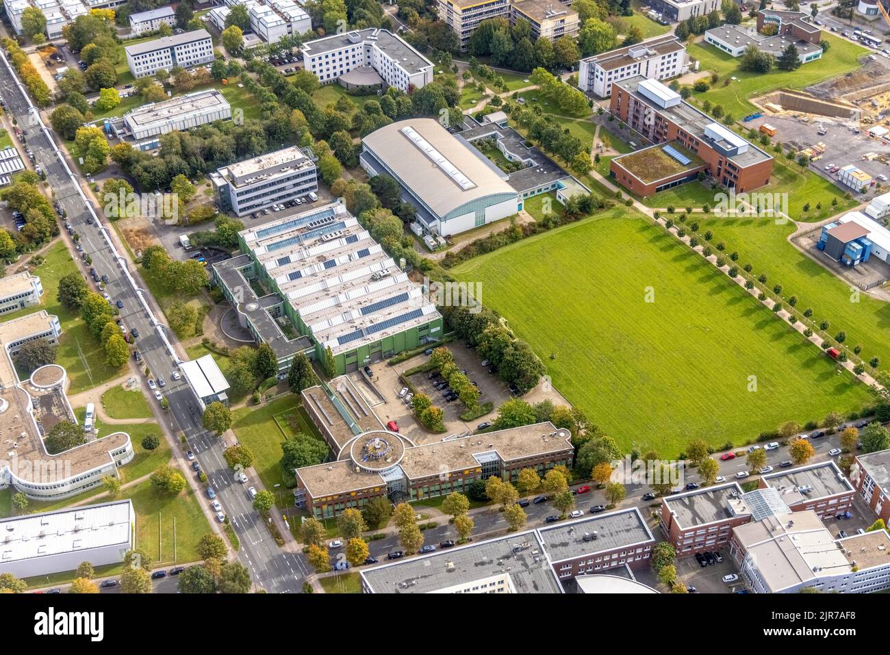 Luftaufnahme des TZDO - TechnologieZentrumDortmund GmbH, Campus Nord der Technischen Universität Dortmund mit dem Technologiezentrum und dem EMV-Test NRW Stockfoto