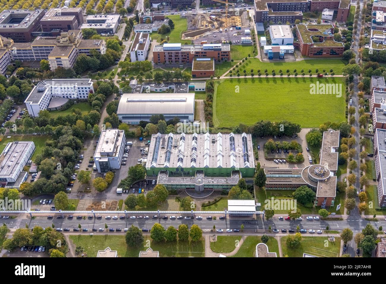 Luftaufnahme des TZDO - TechnologieZentrumDortmund GmbH, Campus Nord der Technischen Universität Dortmund mit dem Technologiezentrum und dem EMV-Test NRW Stockfoto