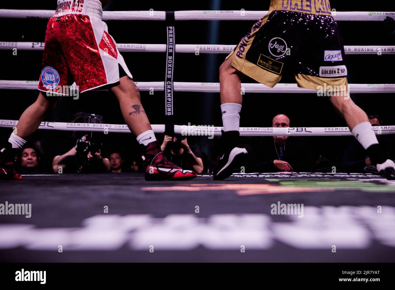 Der Profi-Boxer 2016 bei den Olympischen Sommerspielen besiegt Hector Garcia den WBA Super Featherweight-Weltmeister Roger Gutierrez im Profi-Boxkampf Stockfoto