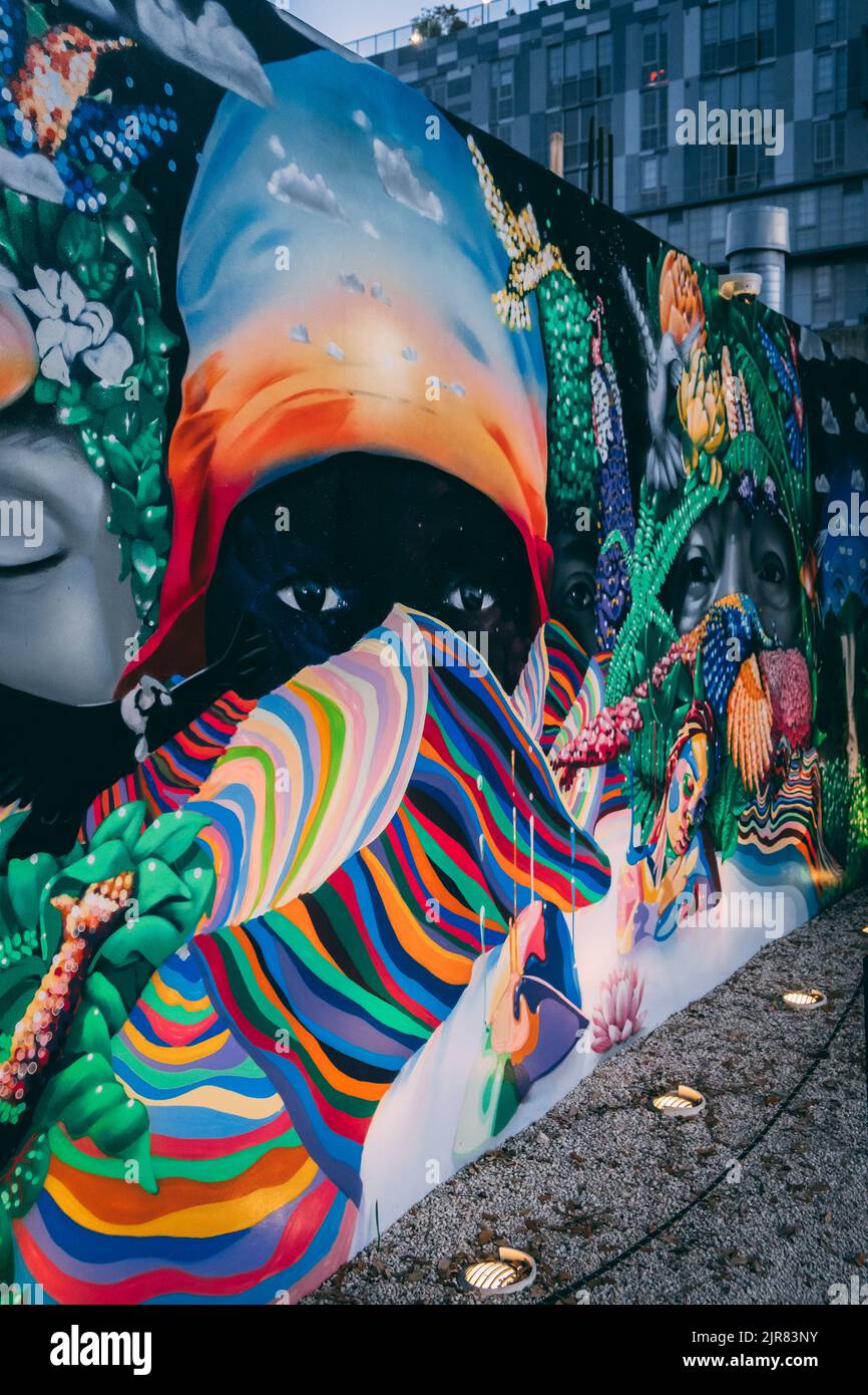 Das Wynwood Wände Miami künstlerische kreative Graffiti Stockfoto