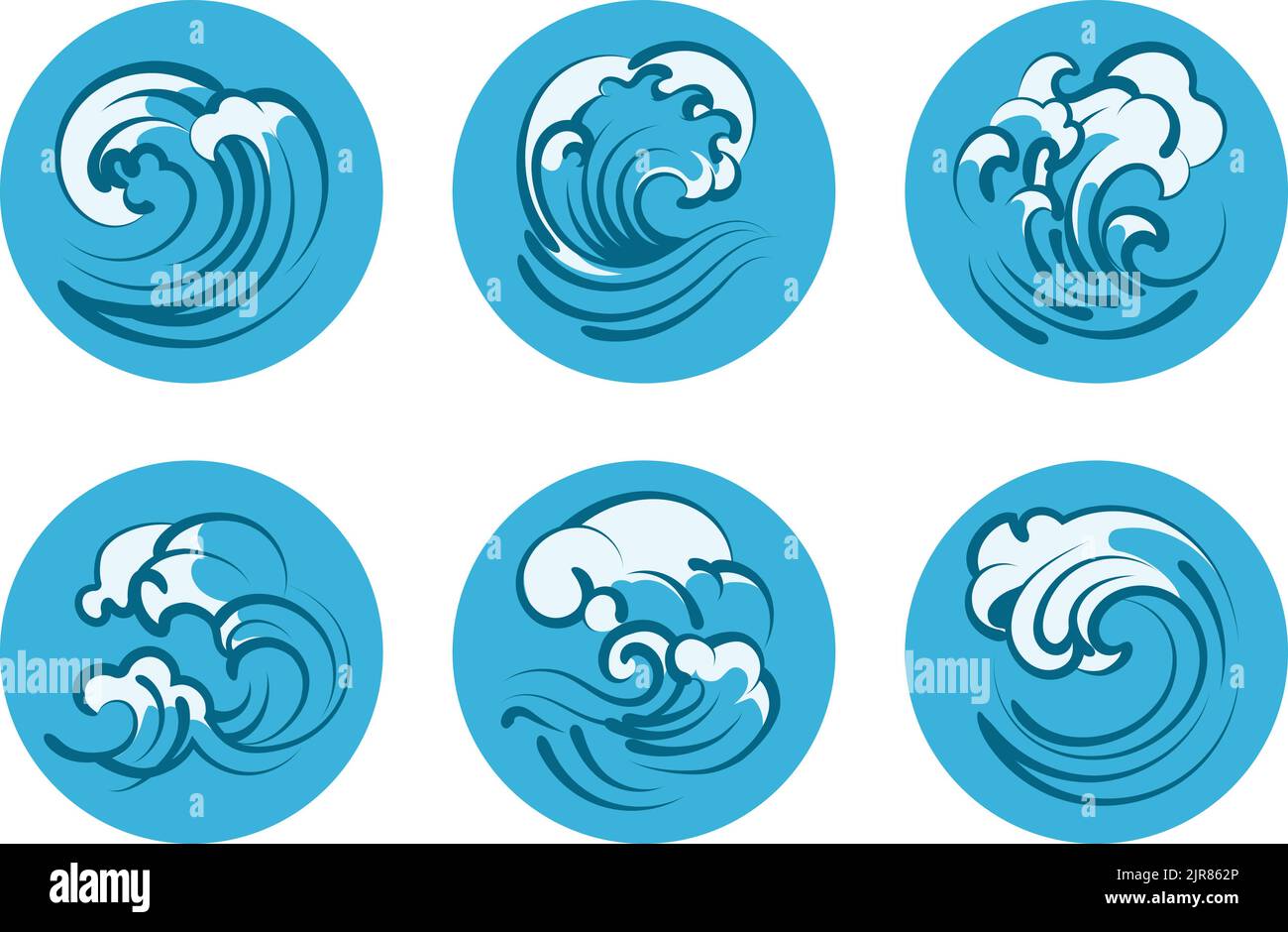 Symbole für Tsunami-Wellen Stock Vektor