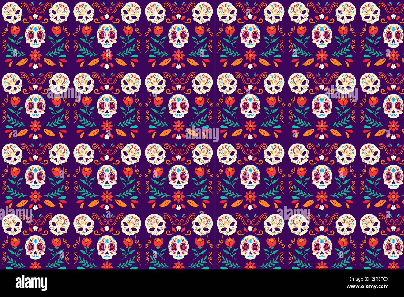 Handgezeichnetes, flaches Muertos-Muster Stock Vektor