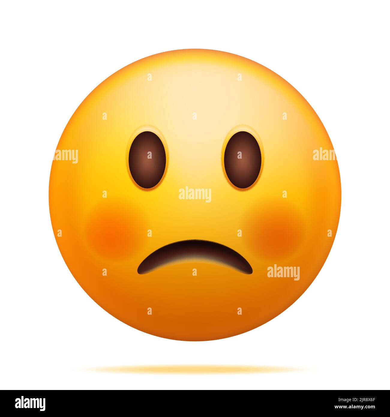 3D Gelber traurter Emoticon isoliert auf Weiß Stock Vektor