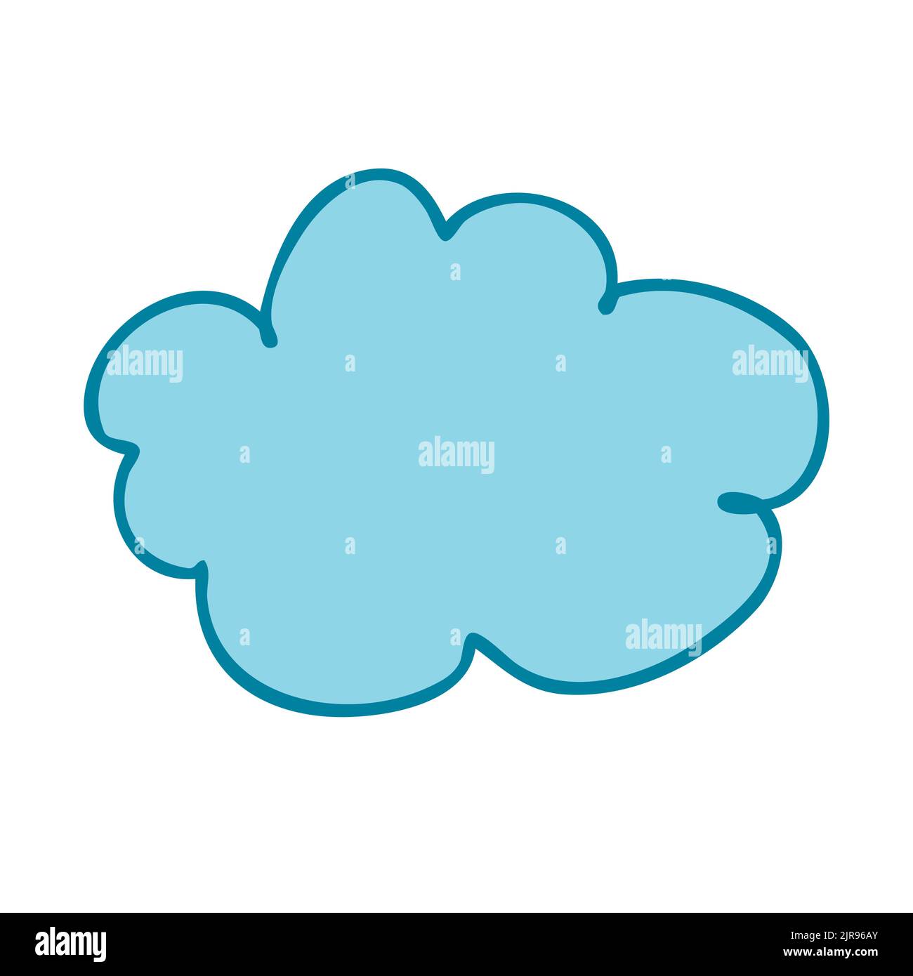 Eine kleine blaue Wolke mit einem Strich. Vektorgrafik im handgezeichneten Stil Stock Vektor