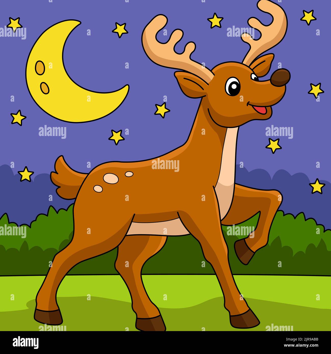 Weihnachten Rentier Farbige Cartoon Illustration Stock Vektor