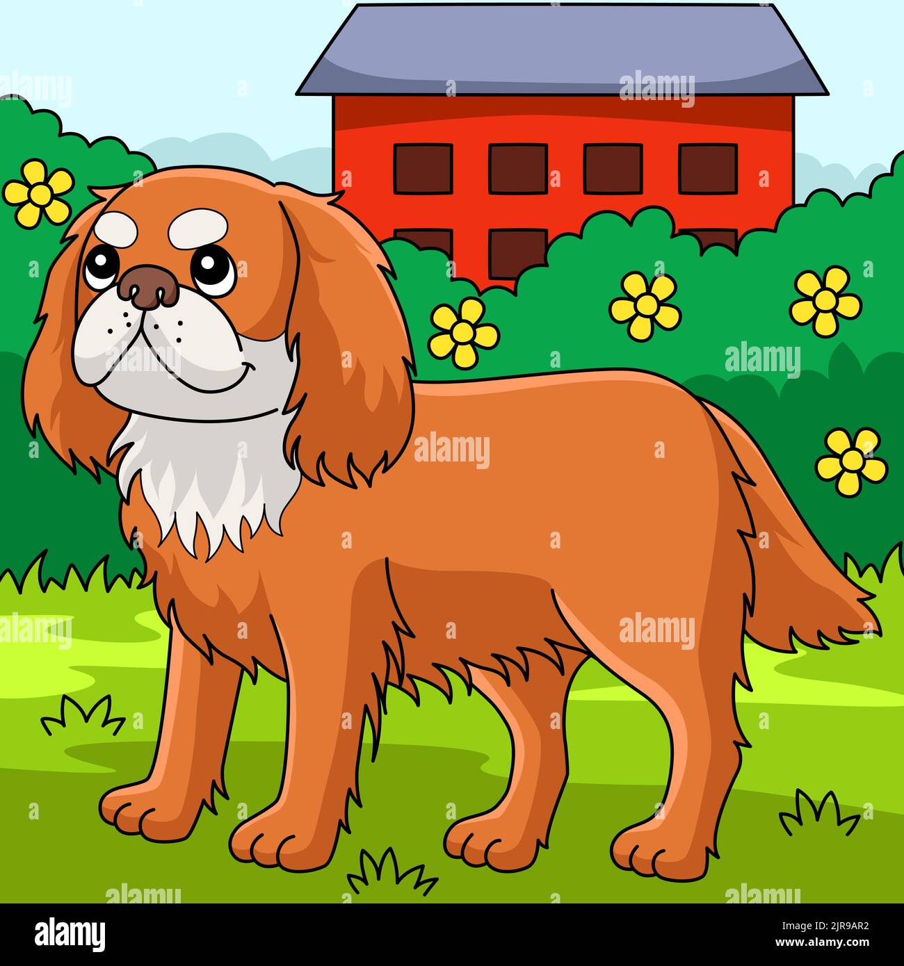 King Charles Spaniel Hundefarbige Illustration Stock Vektor