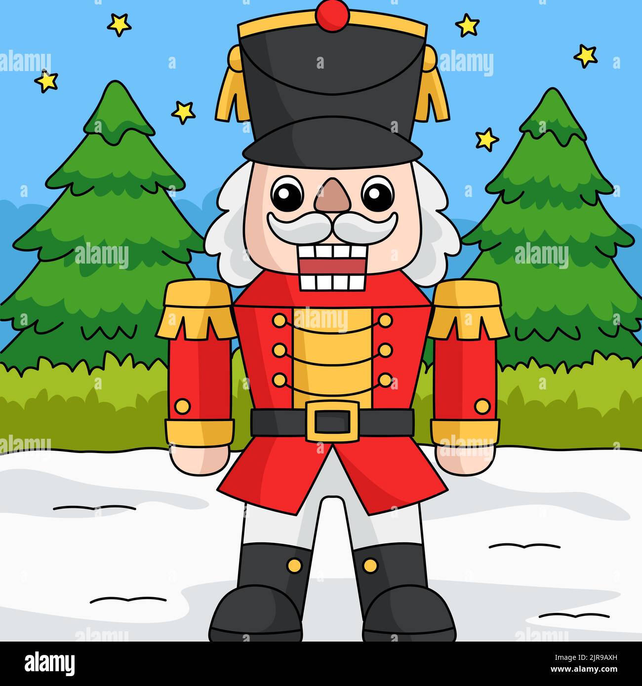 Weihnachten Nussknacker Farbige Cartoon Illustration Stock Vektor