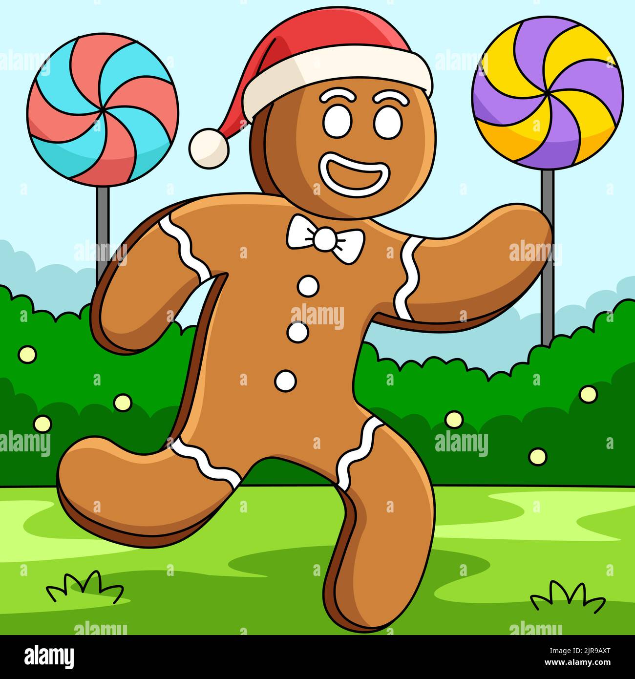 Weihnachten Ingwer Brot Mann Farbige Cartoon Stock Vektor