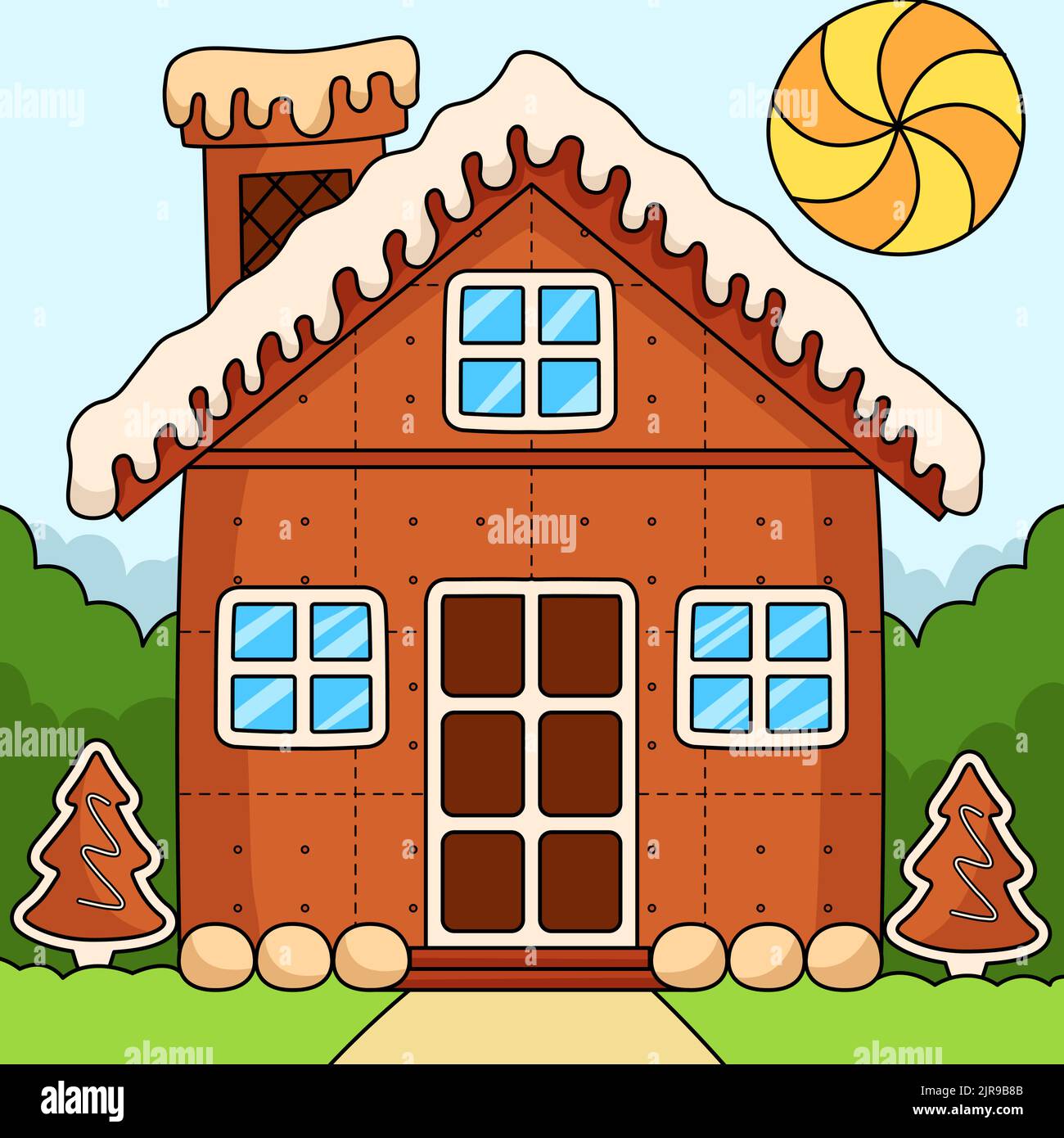 Weihnachten Lebkuchenhaus Farbigen Cartoon Stock Vektor