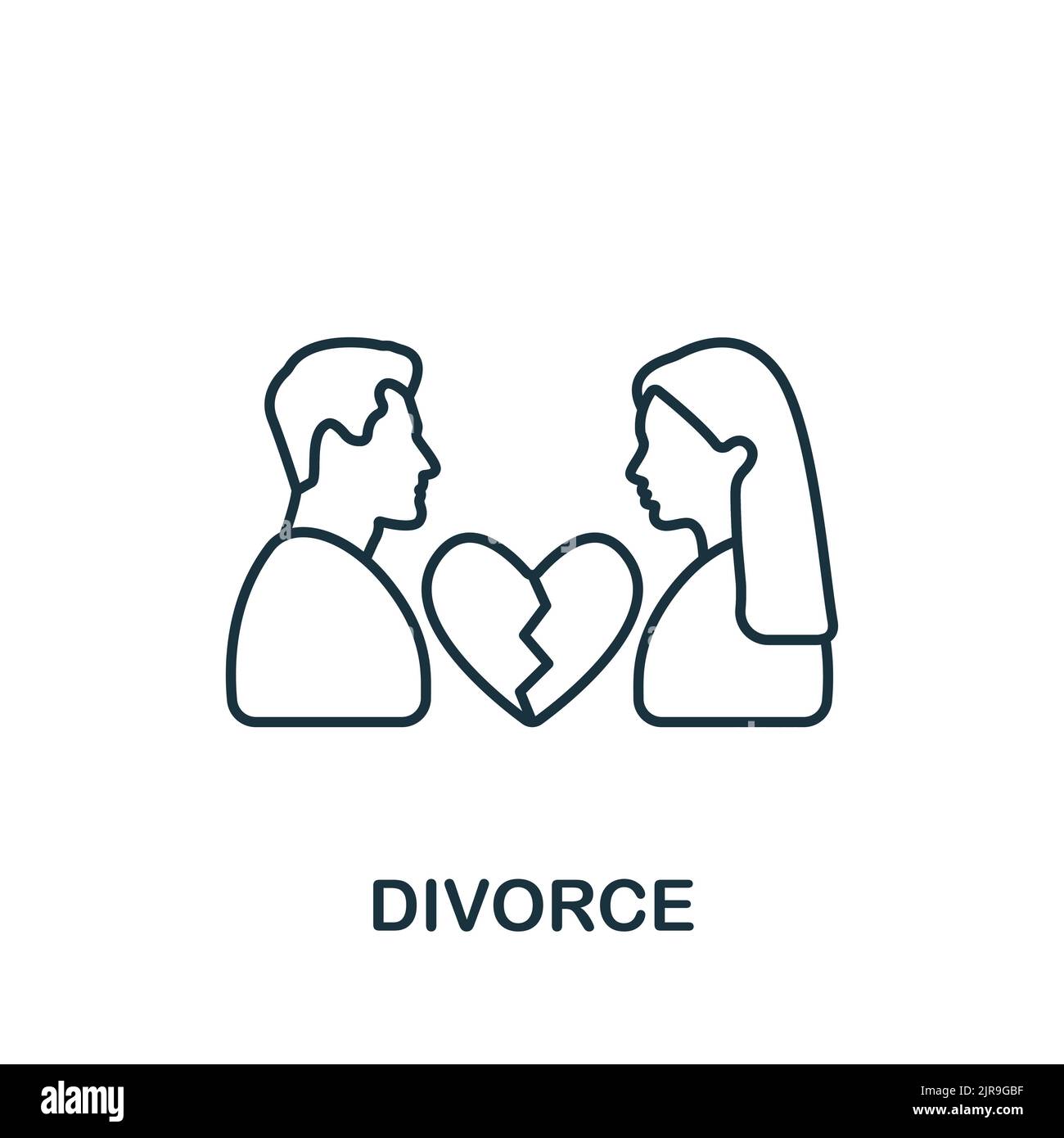 Scheidungssymbol. Line Simple Psychology Icon für Vorlagen, Webdesign und Infografiken Stock Vektor