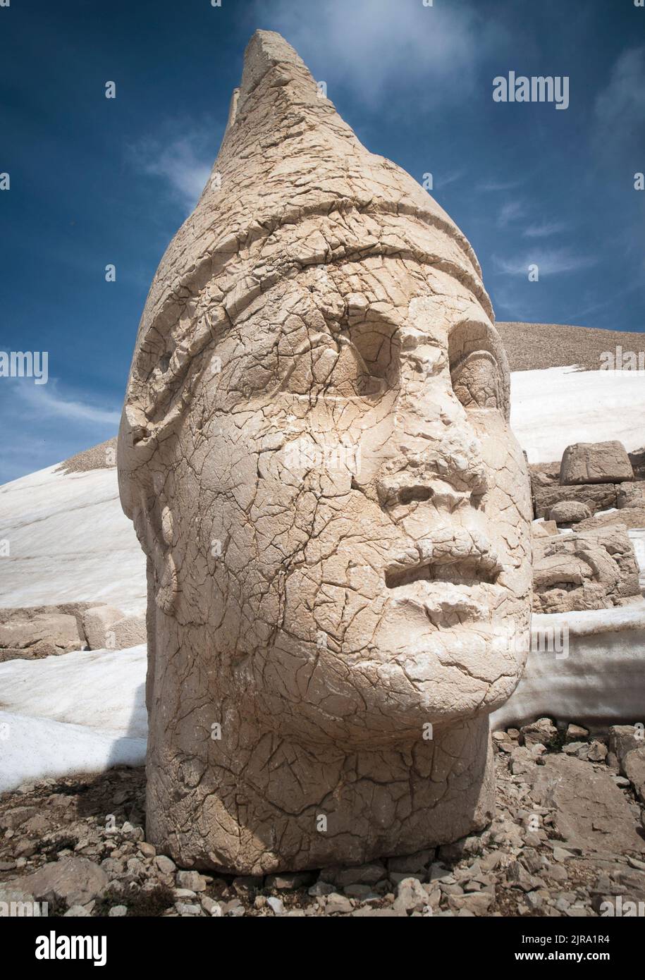 Steinkopfstatue in Nemrut Dağ, Mount Nemrut, Südosttürkei Stockfoto