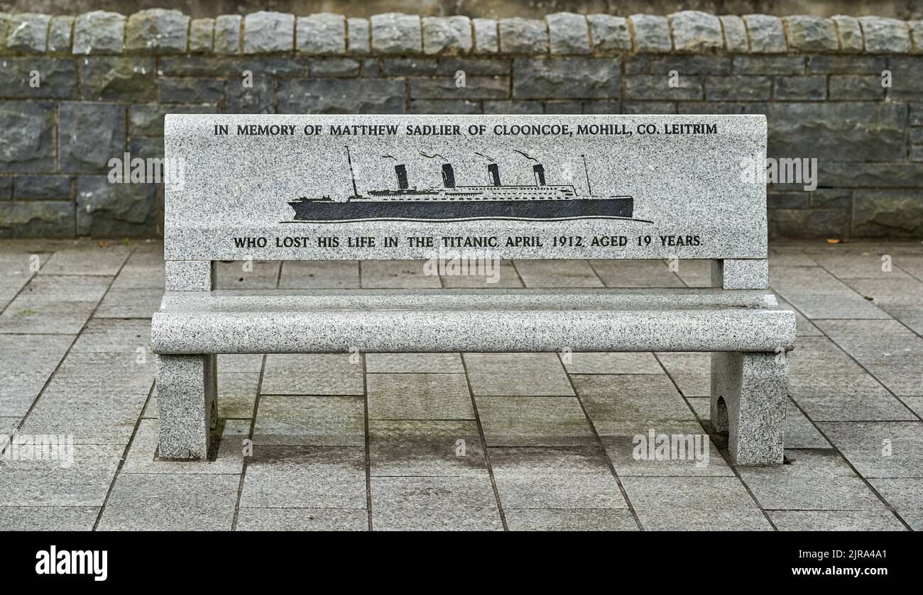 Ein Sitz in Erinnerung an ein Opfer der Titanic, Stockfoto