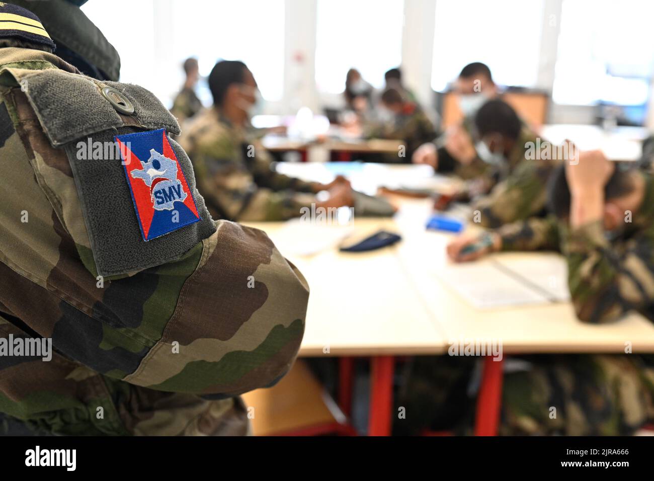 Amberieu-en-Bugey (Mittelostfrankreich): Auszubildende des Freiwilligen Militärdienstes (SMV), der junge Menschen, die aus dem Dienst ausgefallen sind, ausbilden soll Stockfoto