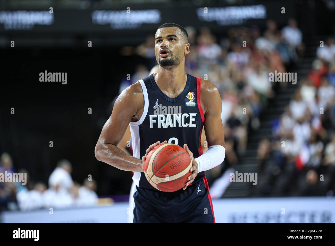Timothe Luwawu Cabarrot beim zweiten Spiel für das France Basket Team gegen Italien in Montpellier als Vorbereitung auf den Eurobasket 2022 Stockfoto