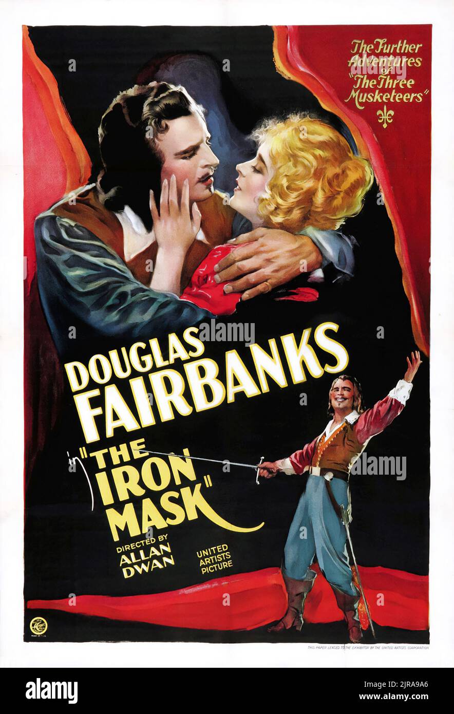 The Iron Mask (United Artists, 1929) Douglas Fairbanks - Vintage Filmposter Stockfoto