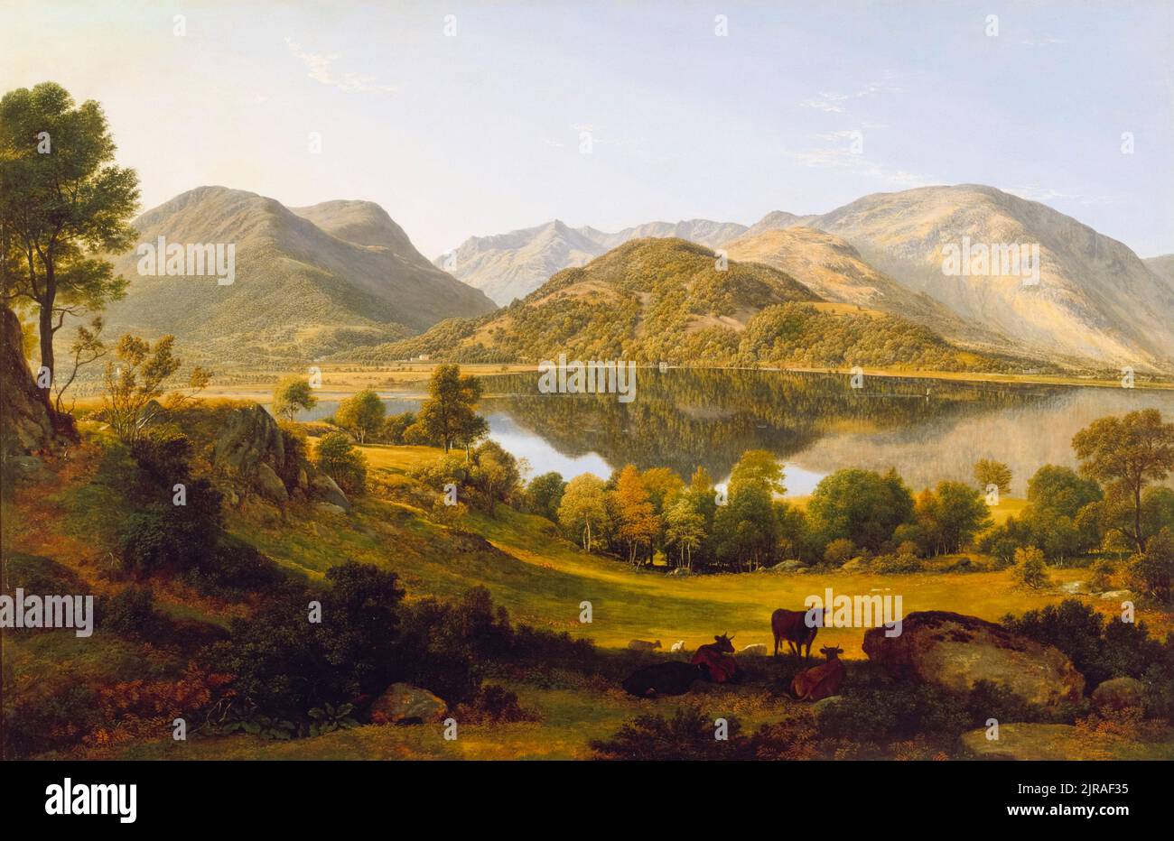 John Glover, Ullswater, Early Morning, Landschaftsmalerei in Öl auf Leinwand, um 1824 Stockfoto