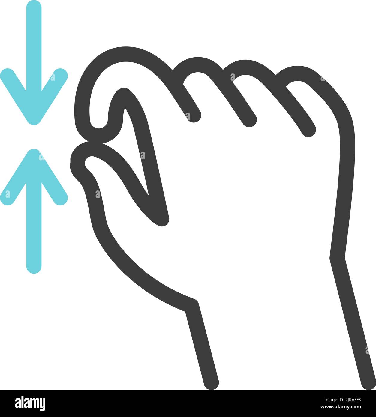 Geste verkleinern. Symbol für Hand-auf-Touchscreen Stock Vektor